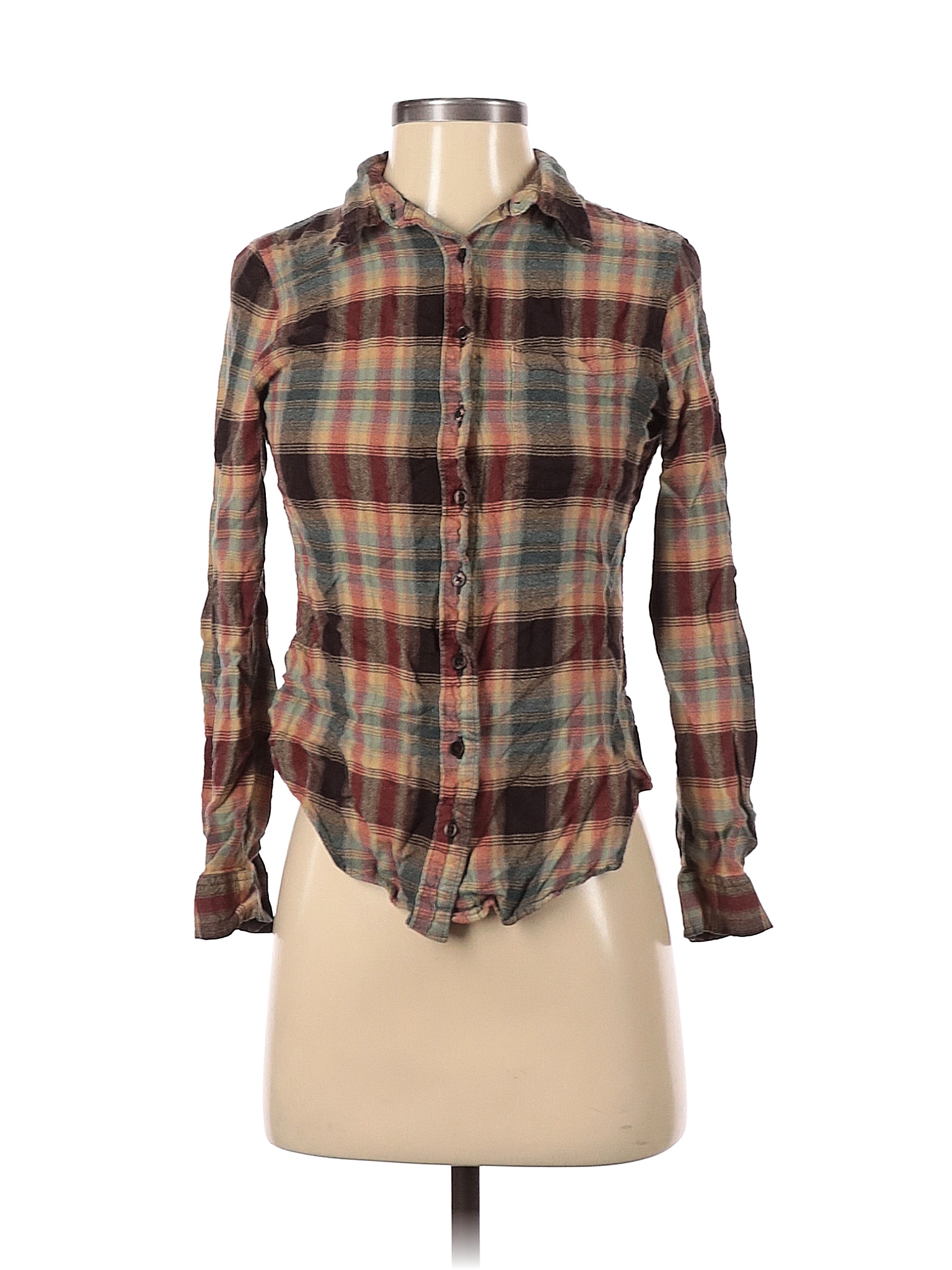 Falls Creek Plaid Tan Long Sleeve Button-Down Shirt Size S - 55% off ...