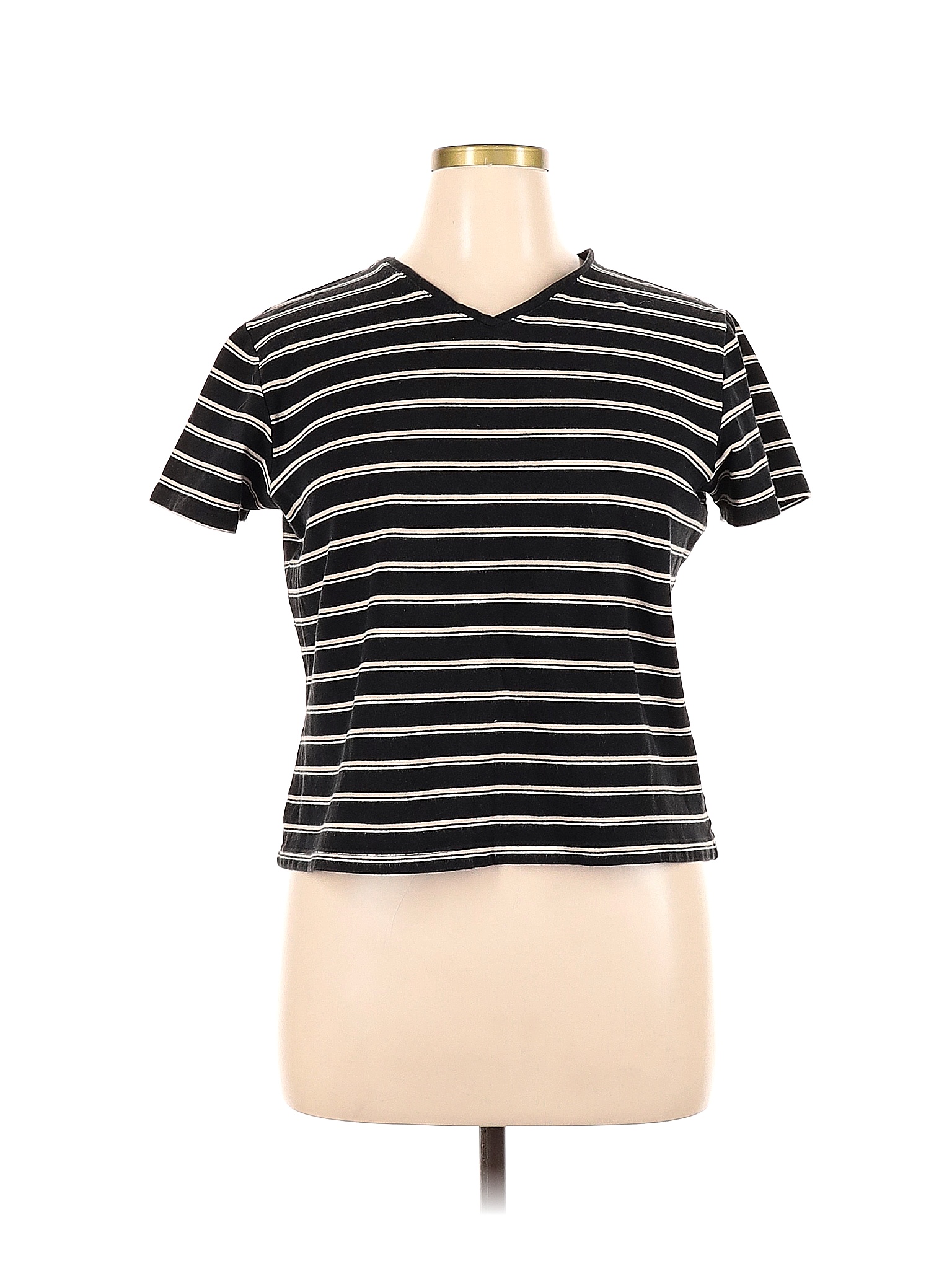 Croft & Barrow Stripes Black Short Sleeve T-Shirt Size XL - 50% off ...