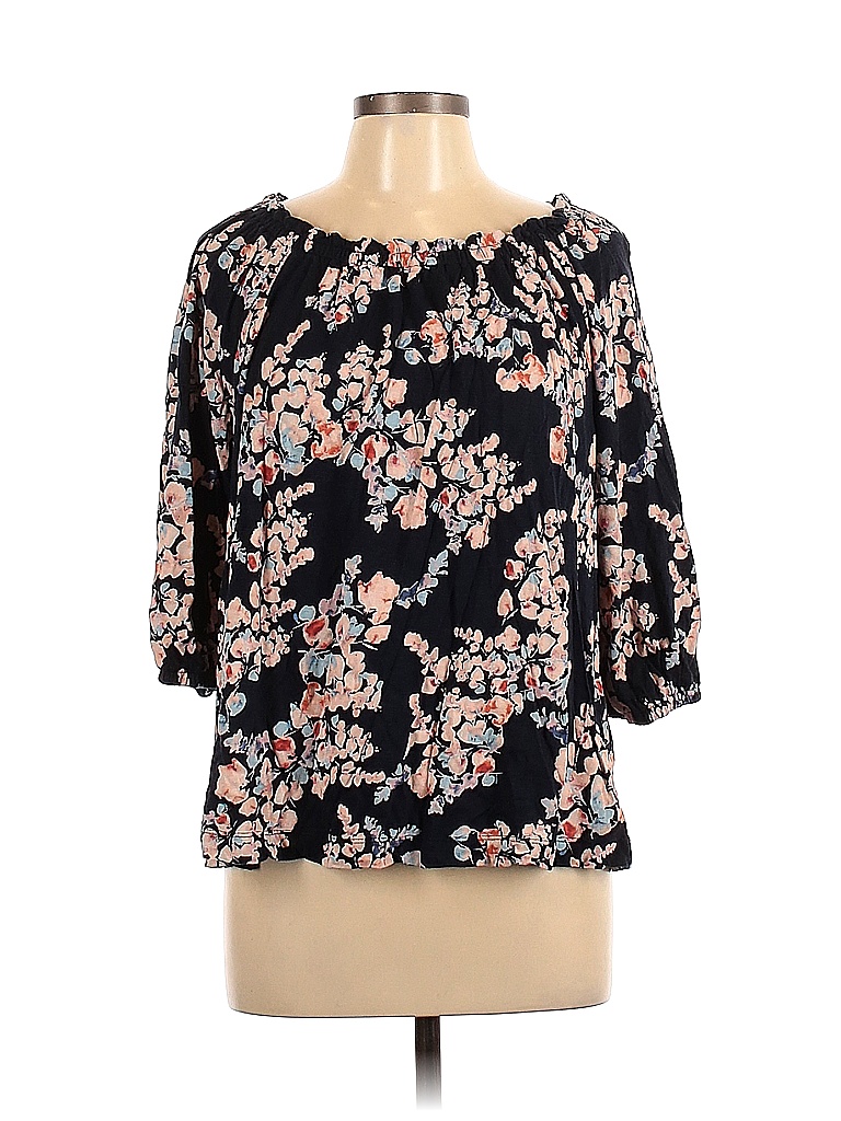 J Jill Floral Blue Long Sleeve Blouse Size L 70 Off Thredup