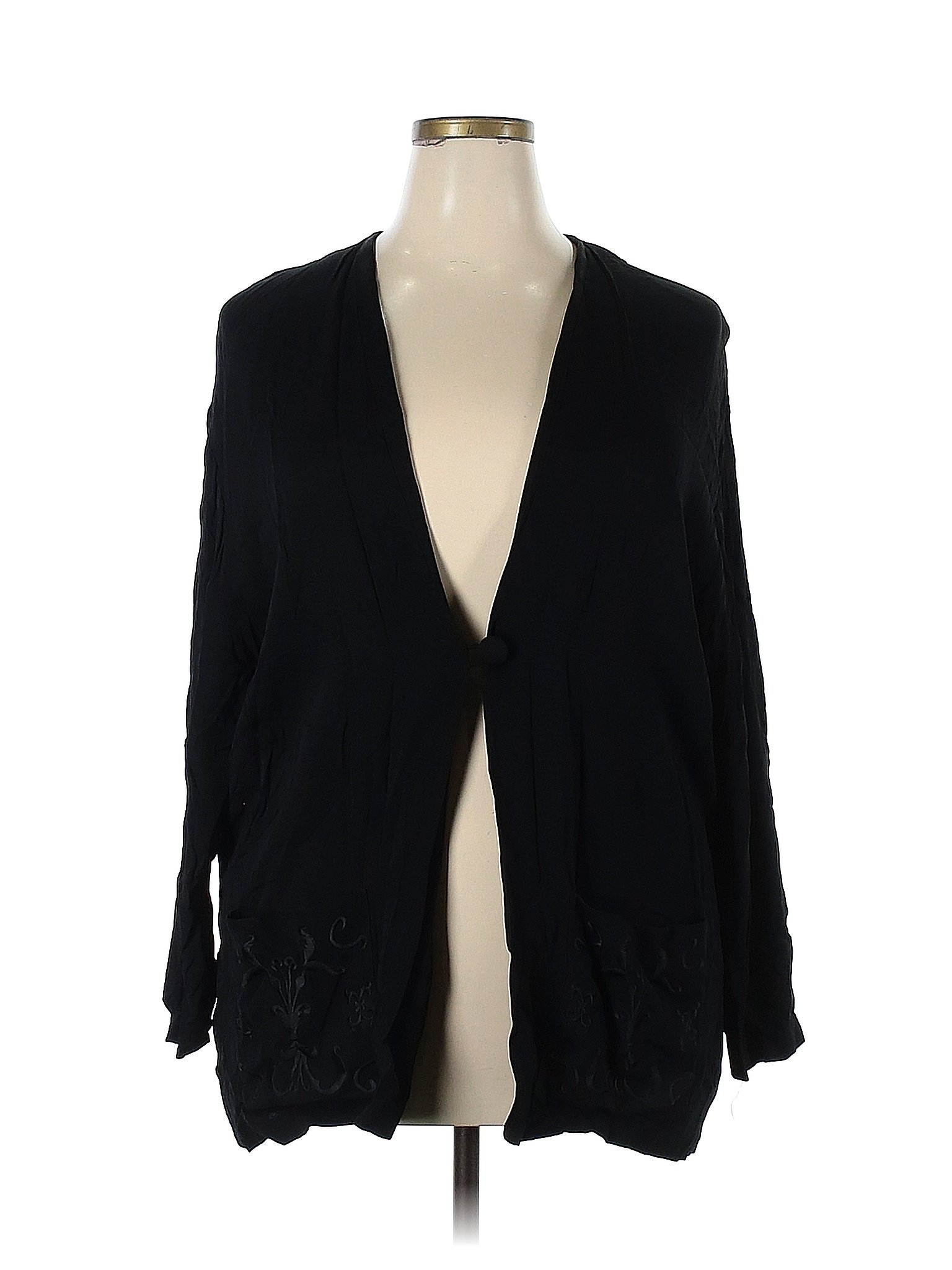 Evan Picone 100% Rayon Solid Black Cardigan Size 2X (Plus) - 73% off ...