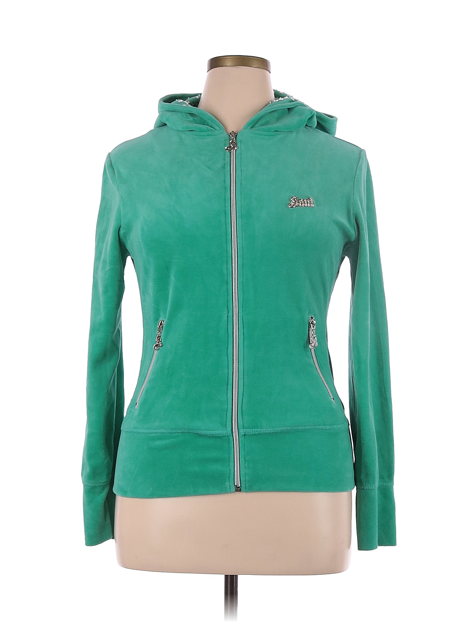 Assorted Brands Solid Green Zip Up Hoodie Size XL 75 off thredUP