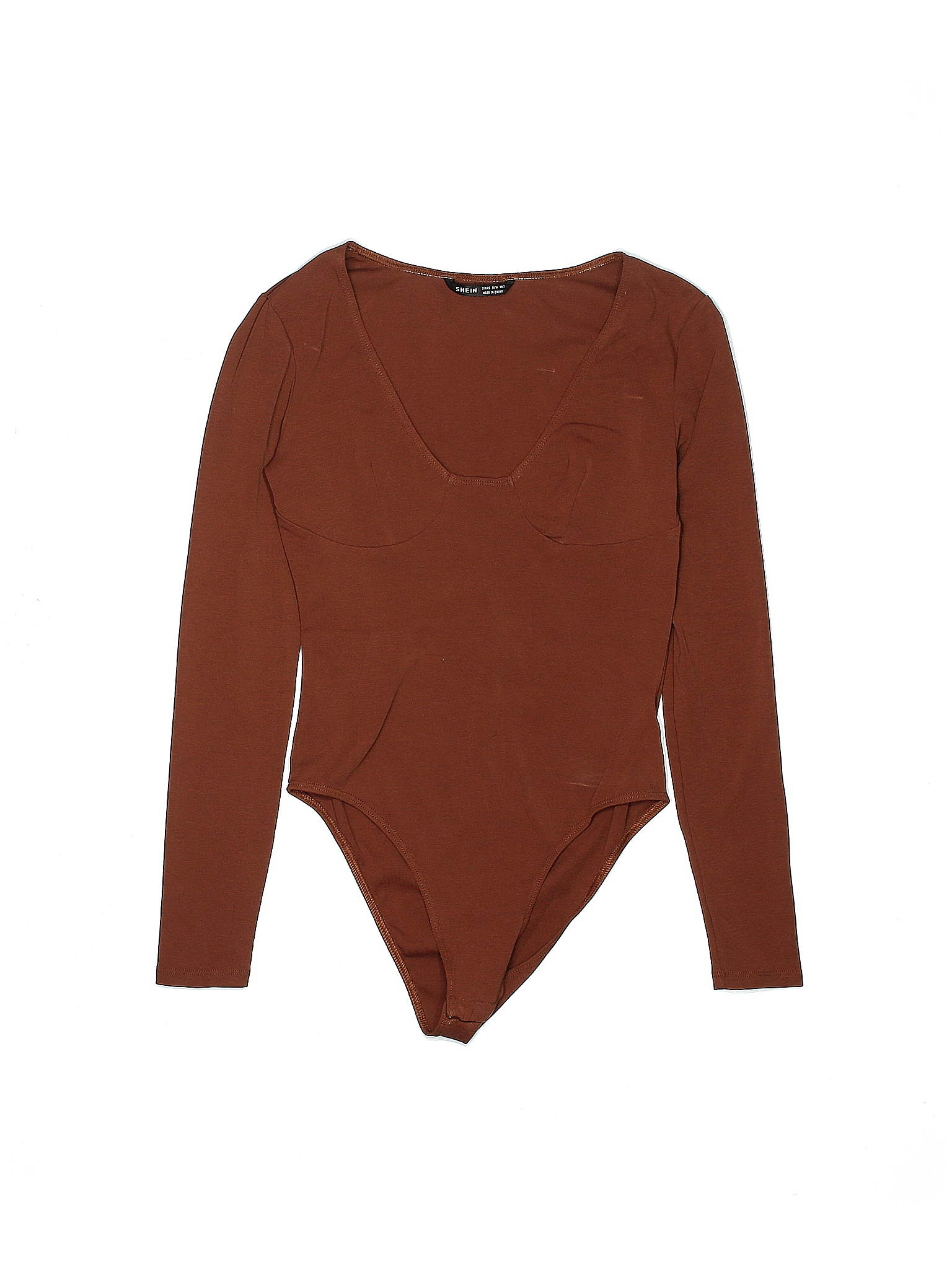 Shein 100 Cotton Solid Brown Bodysuit Size XS 63 off thredUP