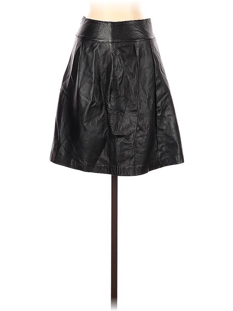 White House Black Market 100% Leather Solid Black Leather Skirt Size 00 ...