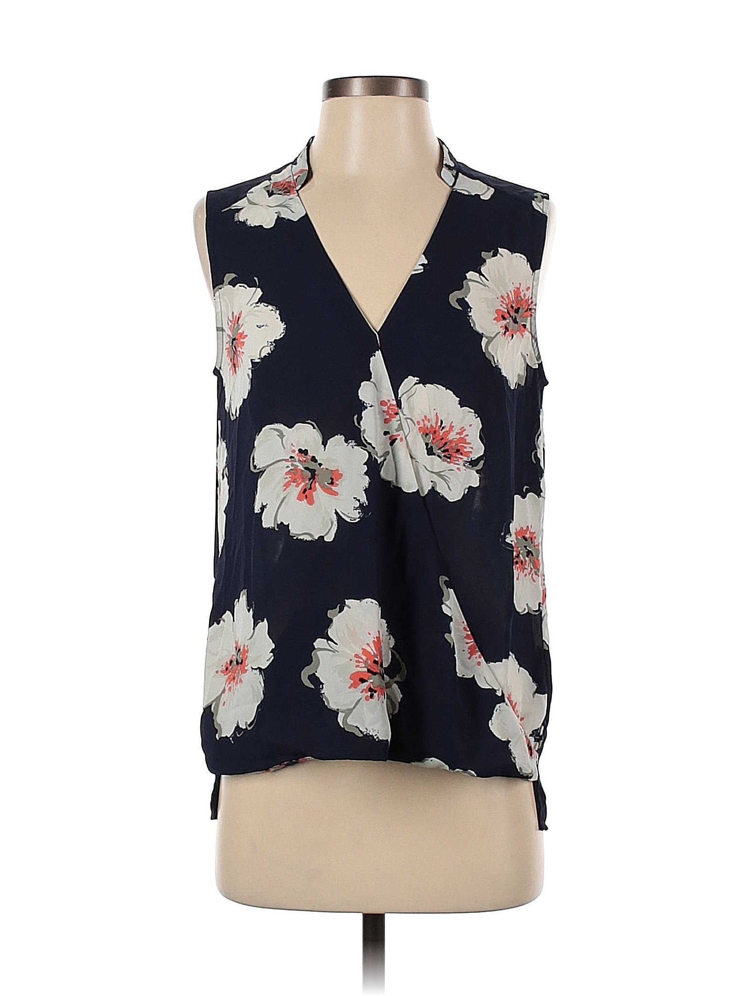 Ivanka Trump 100% Polyester Floral Blue Sleeveless Blouse Size S - 92% ...