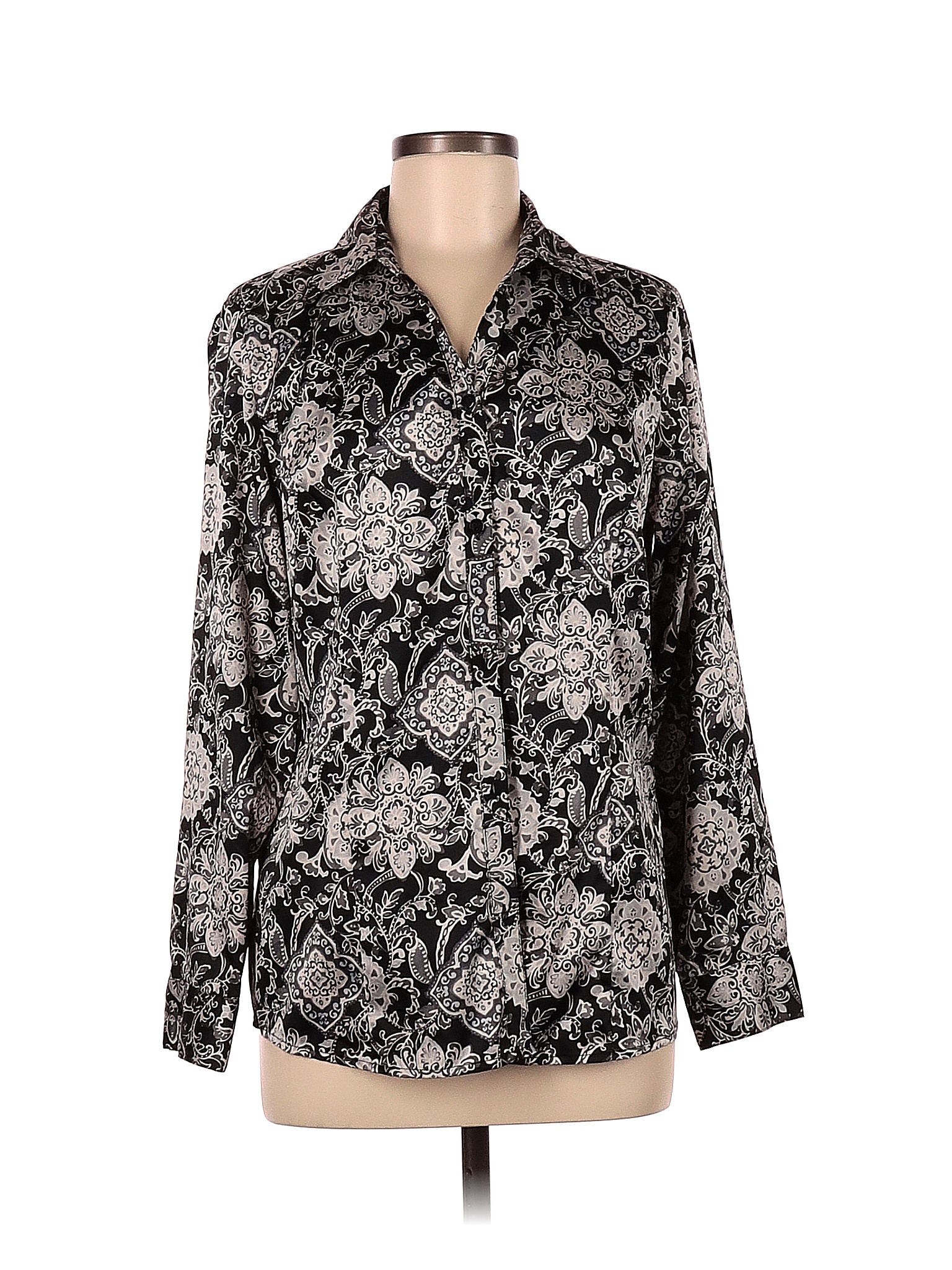 Croft & Barrow Floral Black Long Sleeve Blouse Size M - 69% off | thredUP