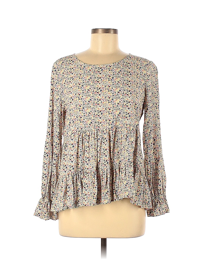 Jane and Delancey 100% Rayon Floral Multi Color White Long Sleeve ...