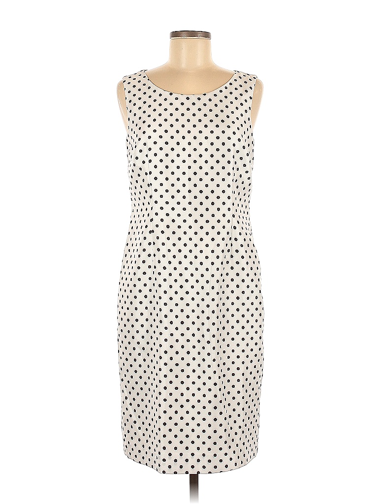 Evan Picone 100% Polyester Polka Dots Ivory White Casual Dress Size 6 ...