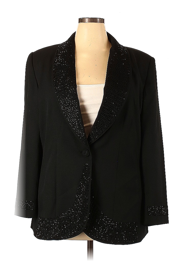 John Meyer 100% Polyester Solid Black Blazer Size 18 (Plus) - 75% off ...