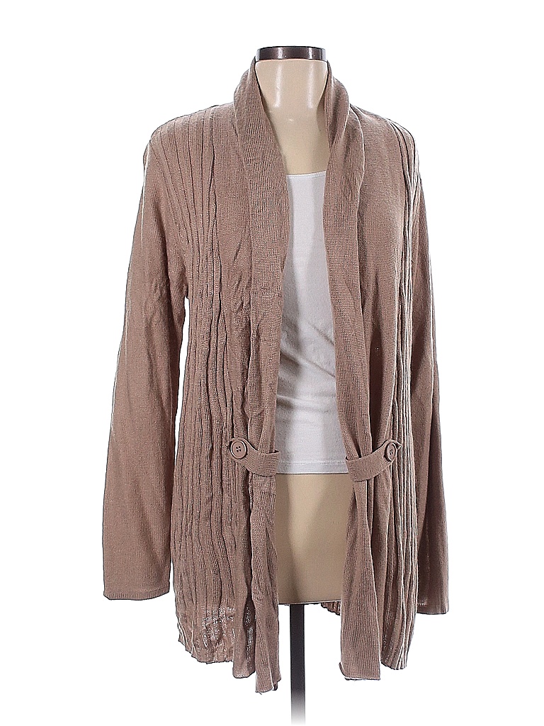 Notations 100% Acrylic Solid Brown Tan Cardigan Size L - 73% off | thredUP