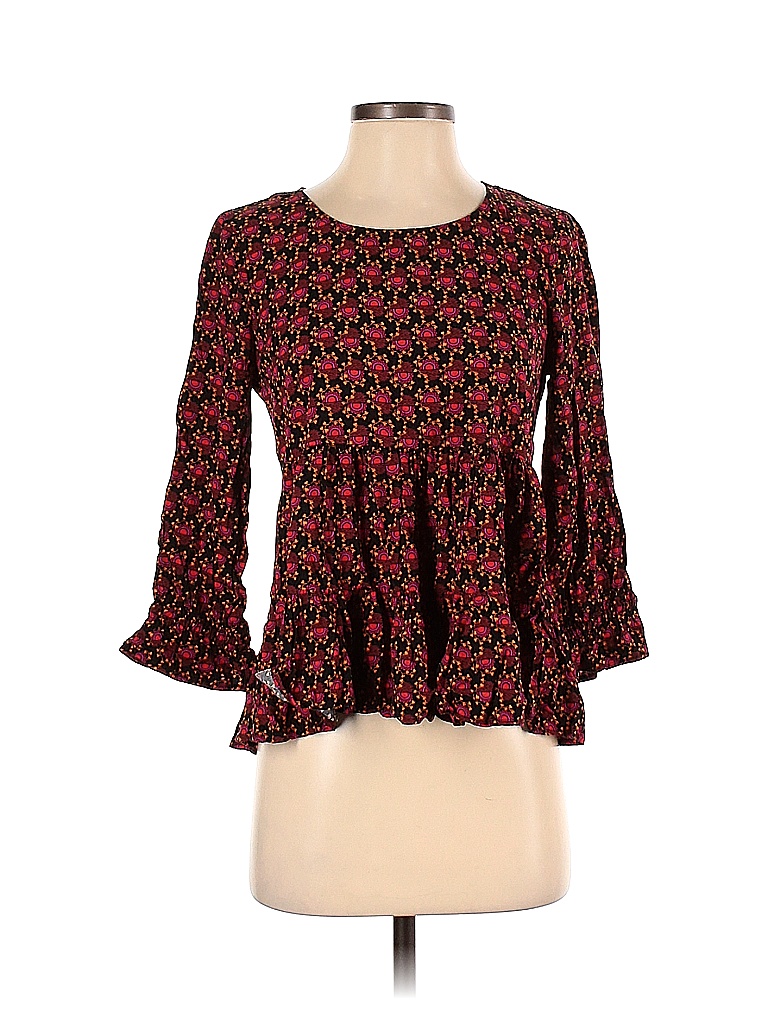 Jane and Delancey 100% Rayon Floral Black 3/4 Sleeve Blouse Size S - 66 ...