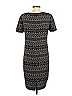 Liz Claiborne 100% Polyester Houndstooth Jacquard Marled Tweed Fair Isle Chevron-herringbone Graphic Aztec Or Tribal Print Gray Black Casual Dress Size 4 (Petite) - photo 2