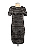 Liz Claiborne 100% Polyester Houndstooth Jacquard Marled Tweed Fair Isle Chevron-herringbone Graphic Aztec Or Tribal Print Gray Black Casual Dress Size 4 (Petite) - photo 1