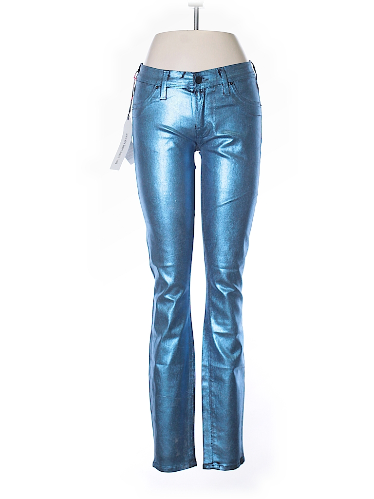 metallic blue jeans