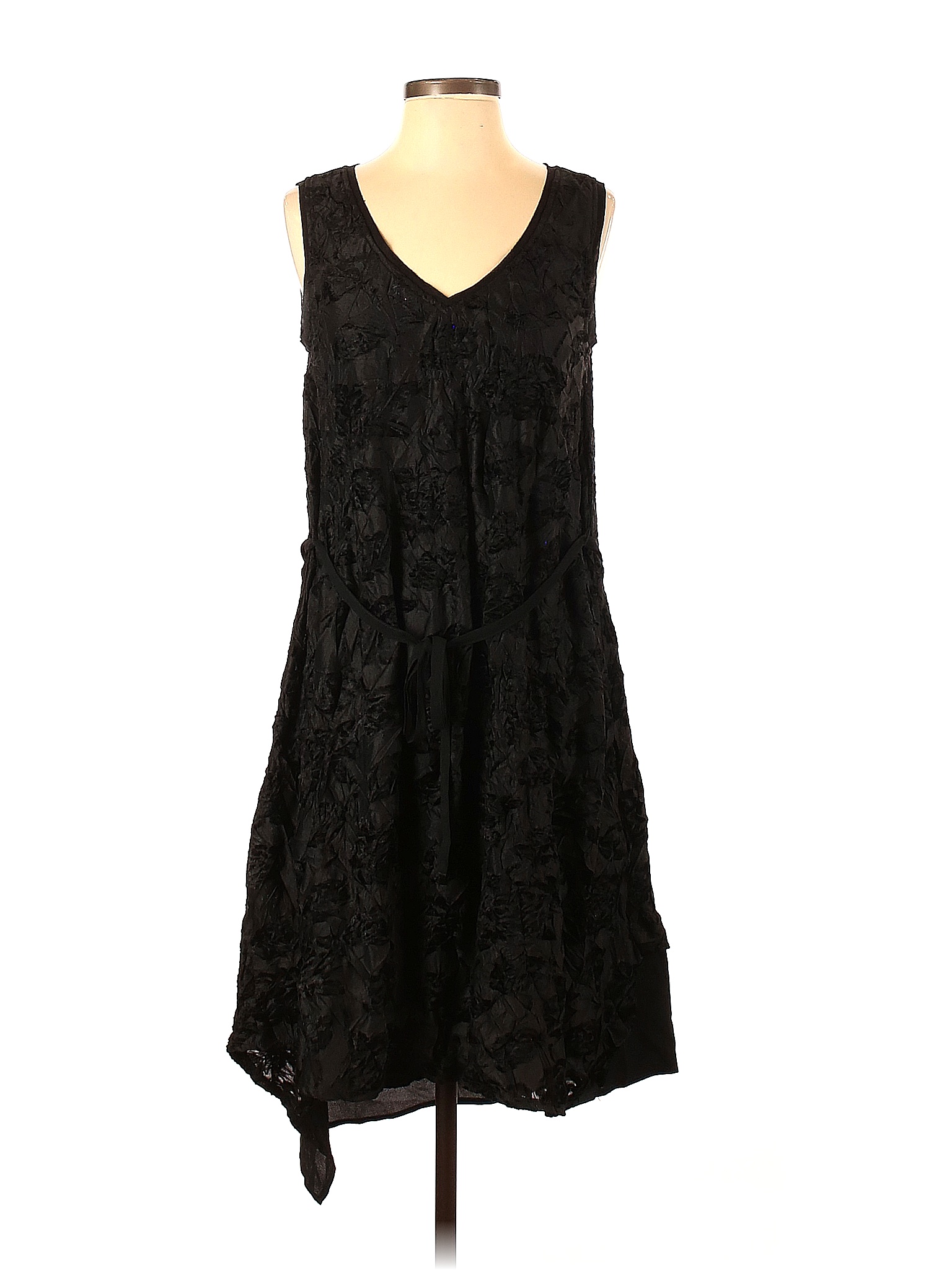 Simply Vera Vera Wang 100% Polyester Solid Black Casual Dress Size S ...
