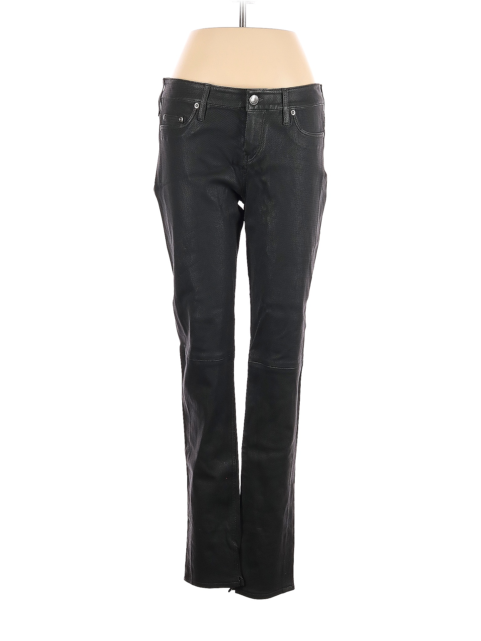 STRENESSE 100% Lambskin Solid Black Green Leather Pants Size 8 - 81% ...