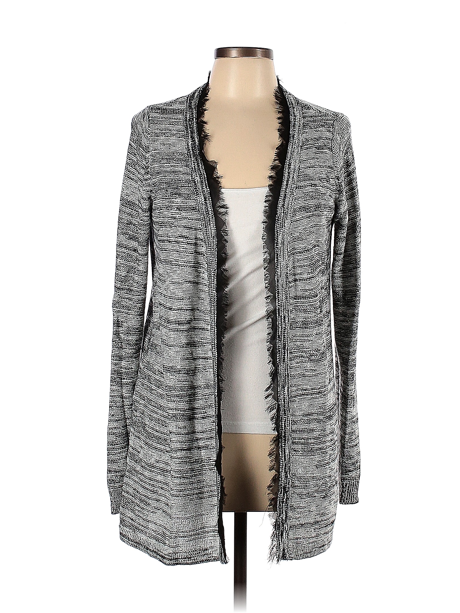 AB Studio 100% Acrylic Gray Black Cardigan Size L - 76% off | thredUP