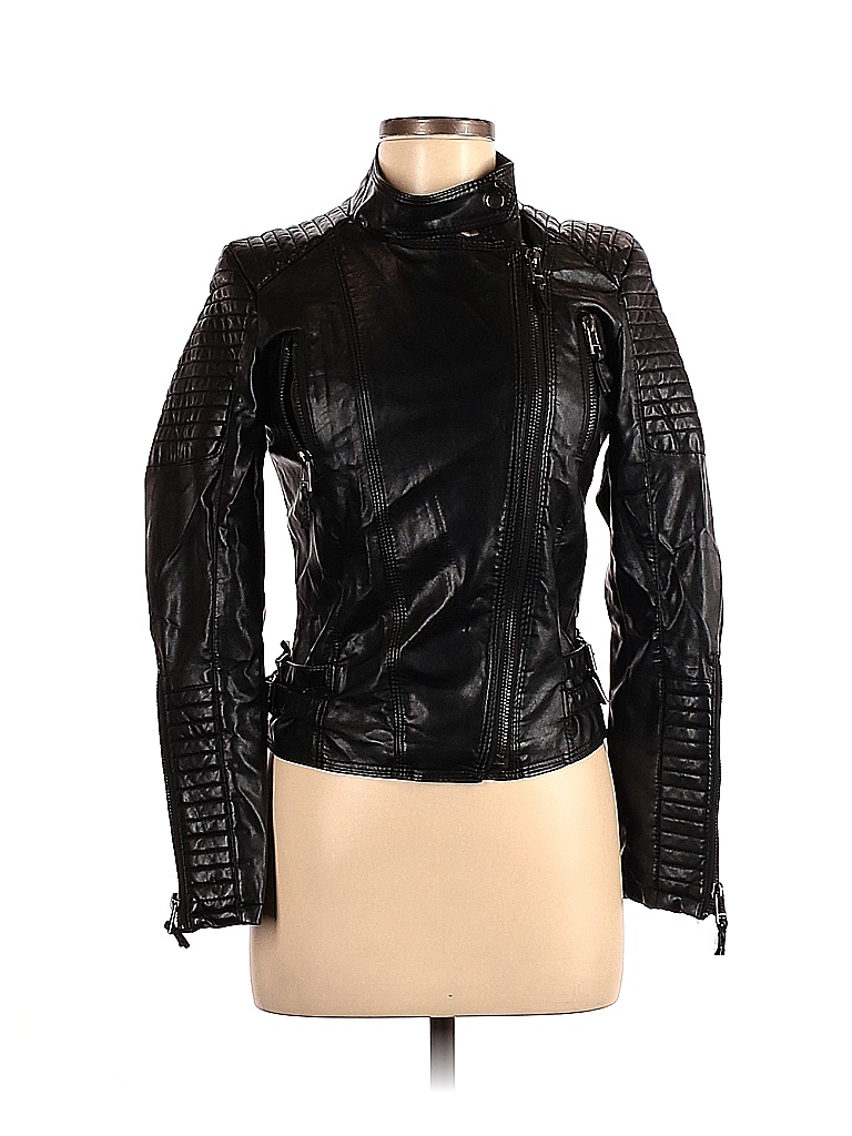 AFTF BASIC Solid Black Faux Leather Jacket Size M - 74% off | thredUP