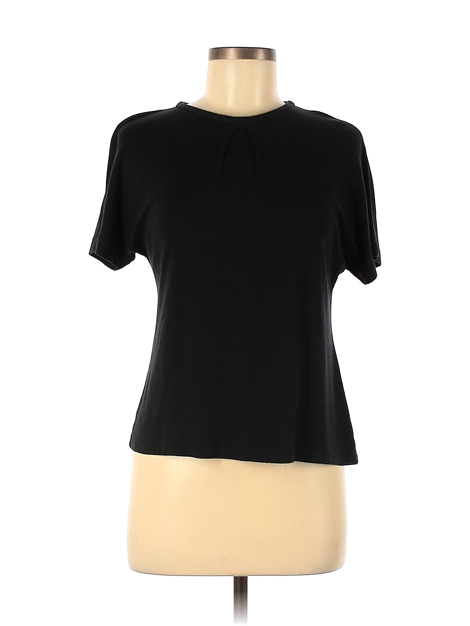 Breckenridge 100 Rayon Solid Black Short Sleeve Blouse Size M 77