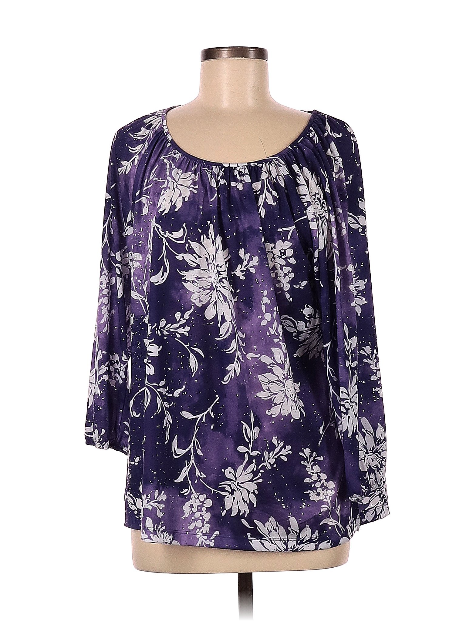 Cathy Daniels Floral Purple Long Sleeve Top Size M 72 Off Thredup