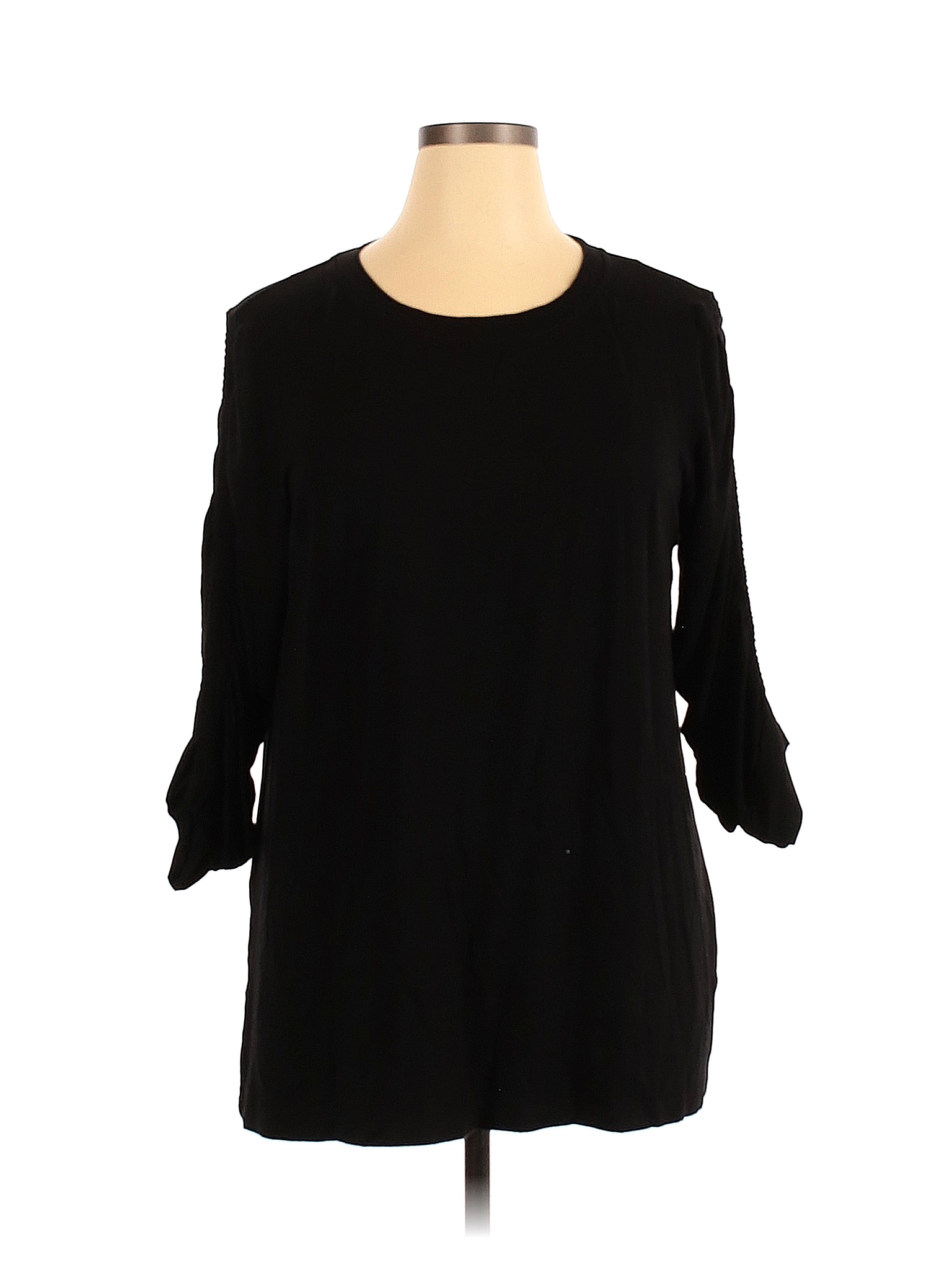 Jane and Delancey Solid Black Long Sleeve Blouse Size 1X (Plus) - 68% ...