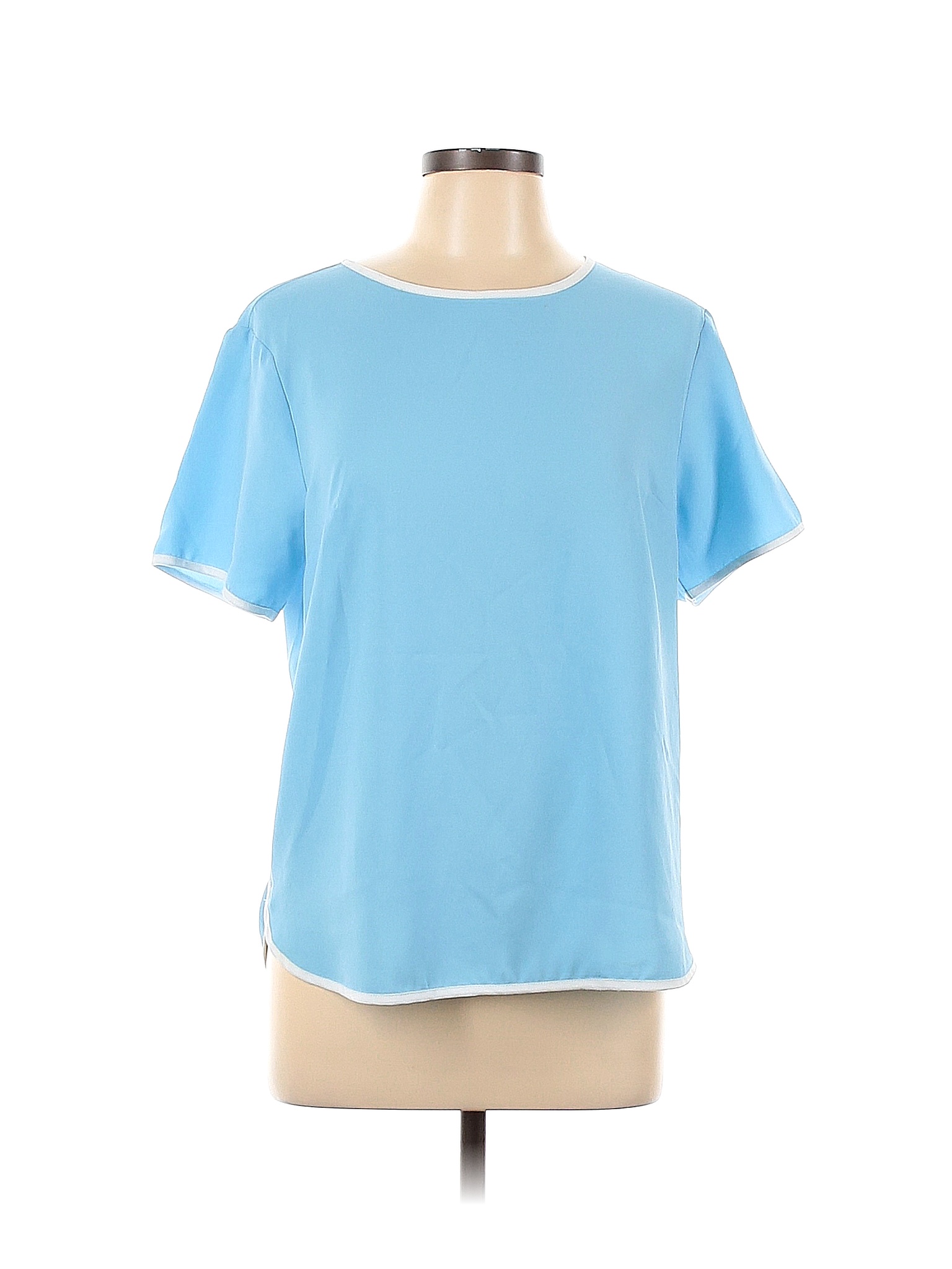 Anthony Richards 100 Polyester Color Block Blue Short Sleeve Blouse