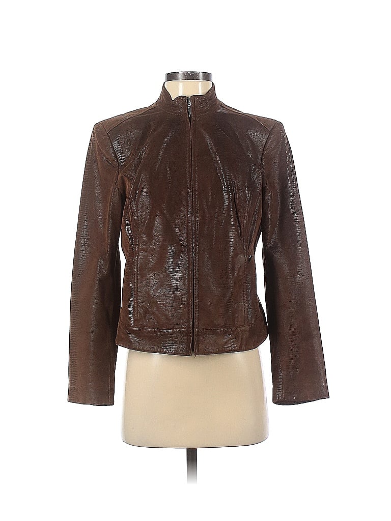 Valerie Stevens 100% Leather Solid Brown Leather Jacket Size S - 55% ...