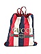 Gucci Canvas Sylvie Striped Drawstring Backpack