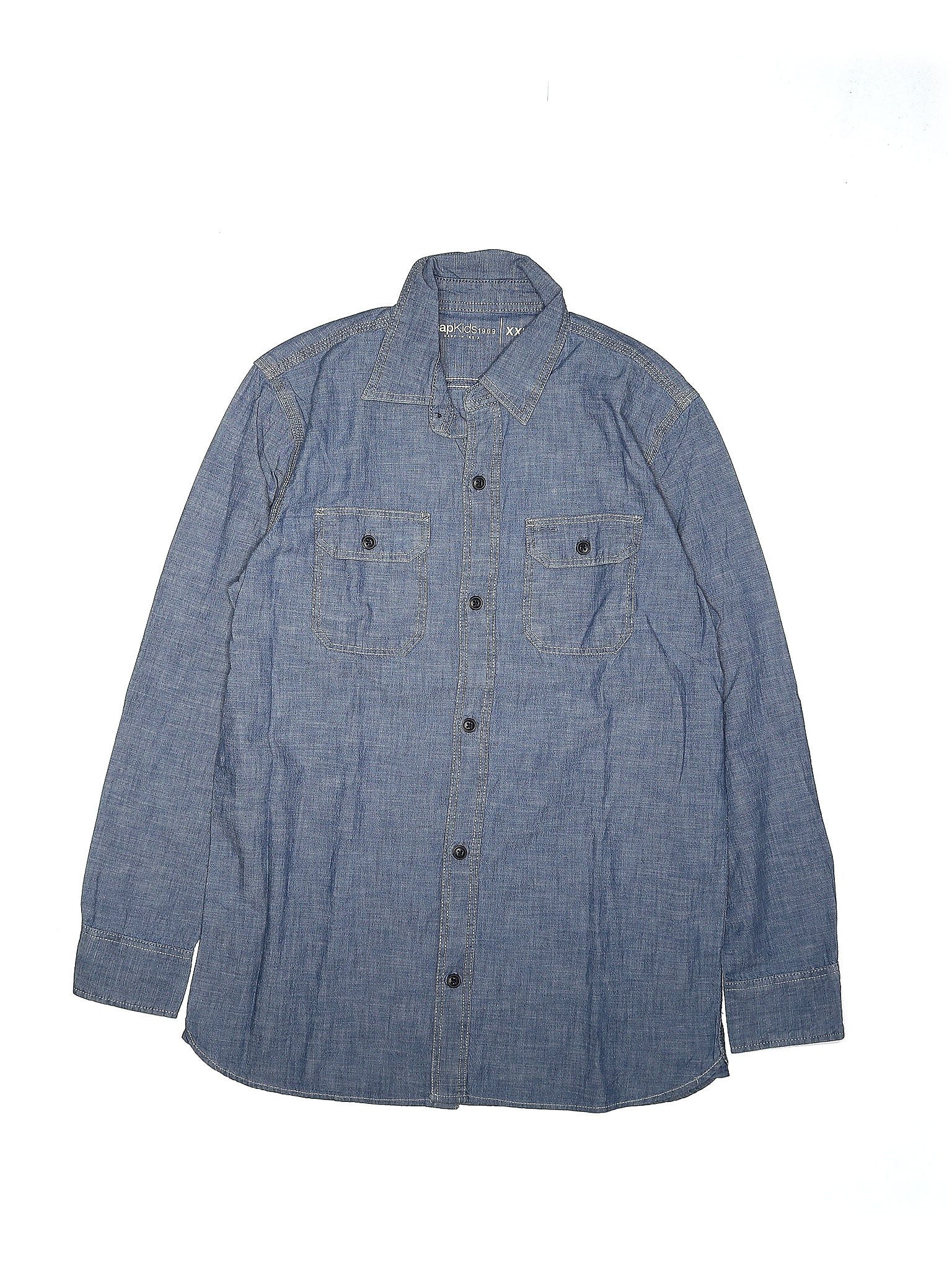 Gap Kids 100% Cotton Blue Long Sleeve Button-Down Shirt Size 14 - 16 ...