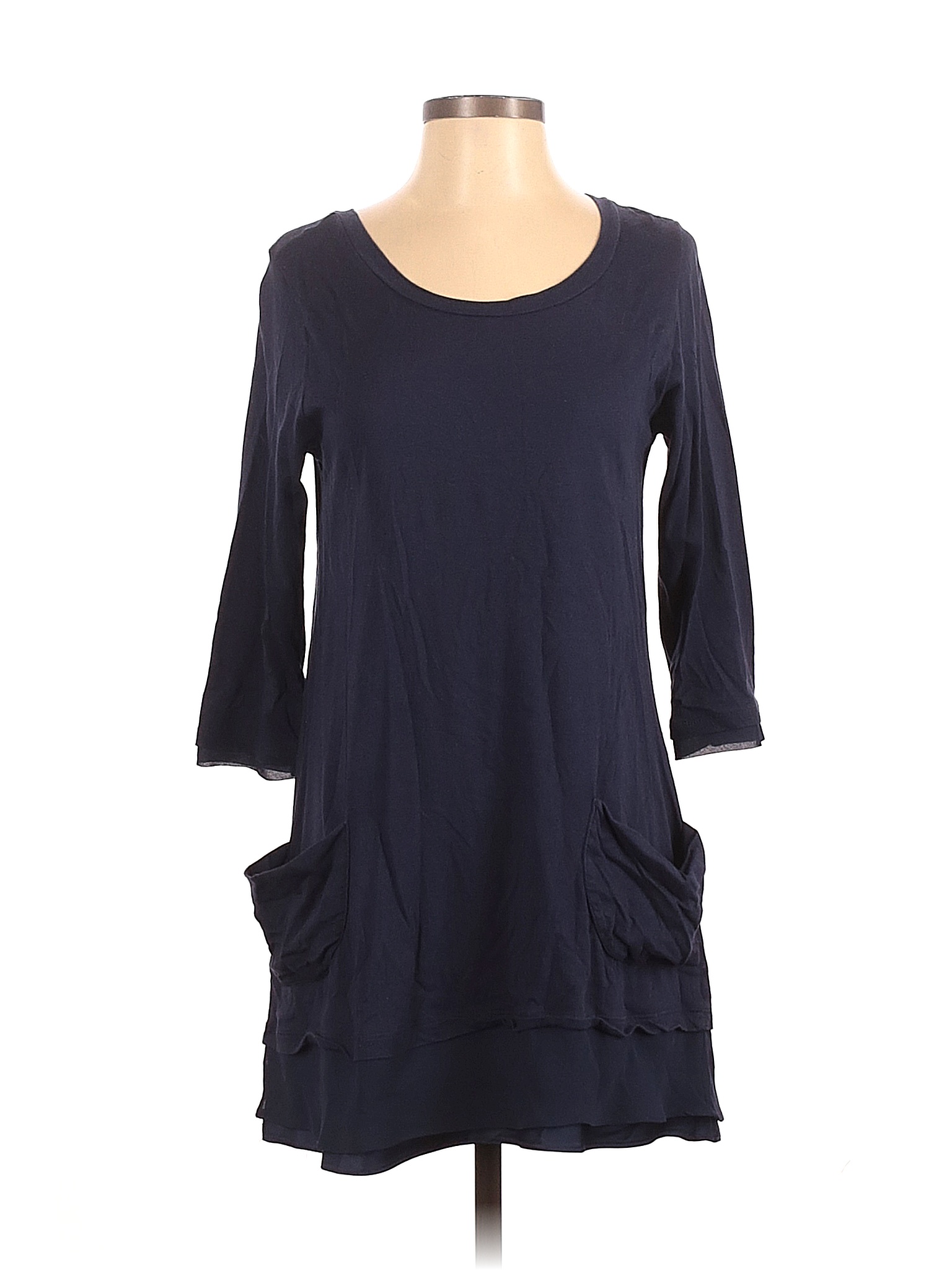 LOGO by Lori Goldstein Solid Navy Blue Casual Dress Size S - 89% off ...