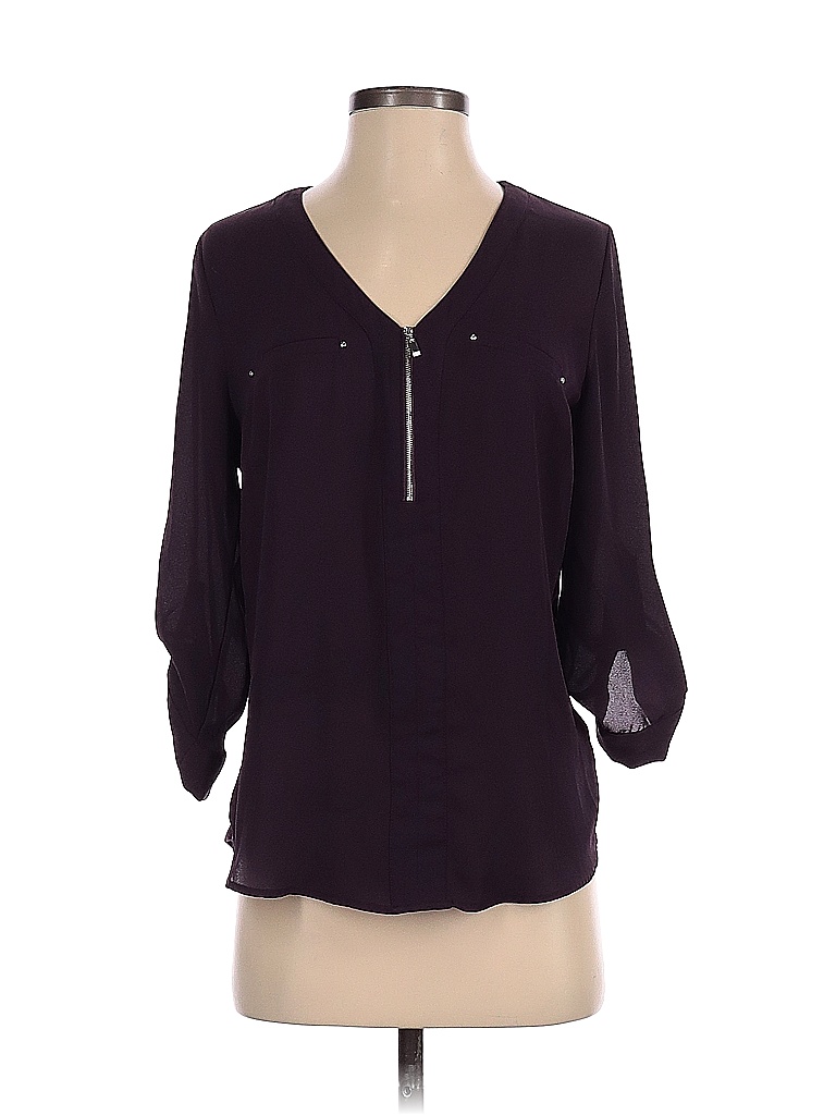 Fortune + Ivy 100% Polyester Solid Purple 3/4 Sleeve Blouse Size S - 56 ...