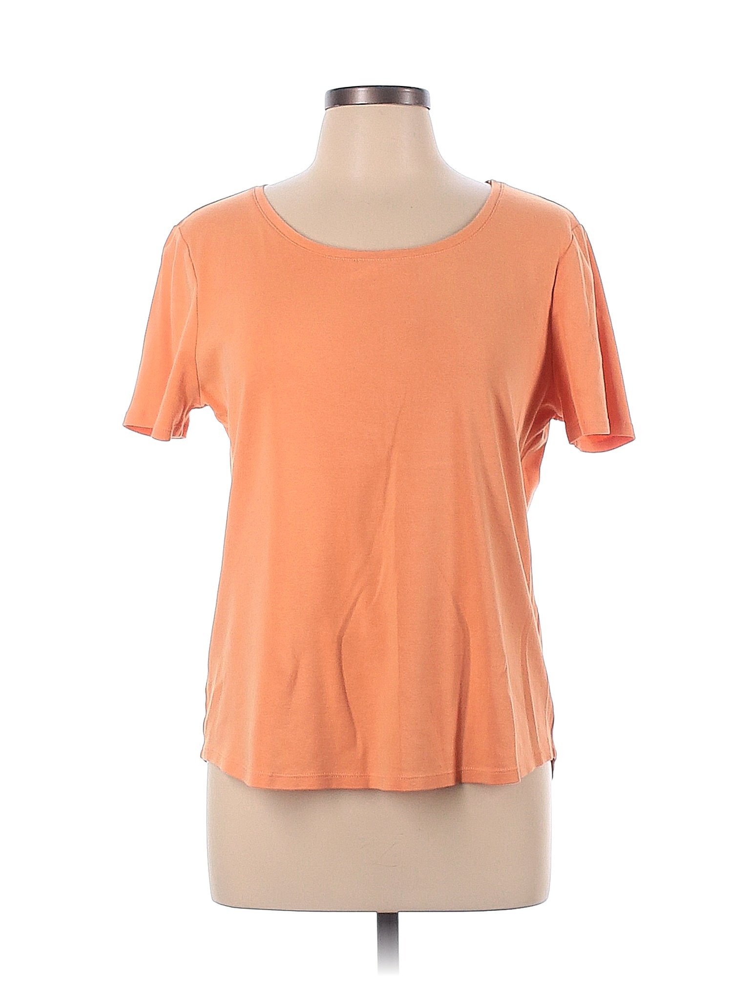 Chicos 100 Cotton Solid Orange Short Sleeve T Shirt Size Lg 2 85