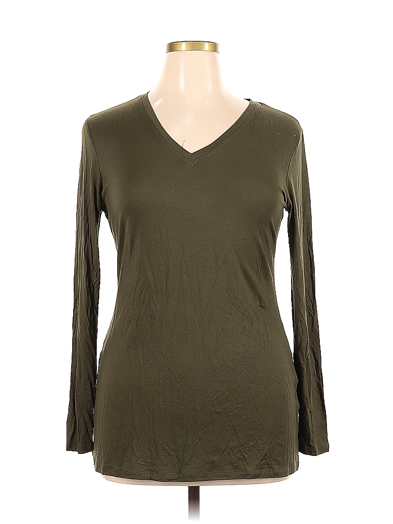 Tahari Solid Green Long Sleeve Blouse Size XL - 80% off | thredUP