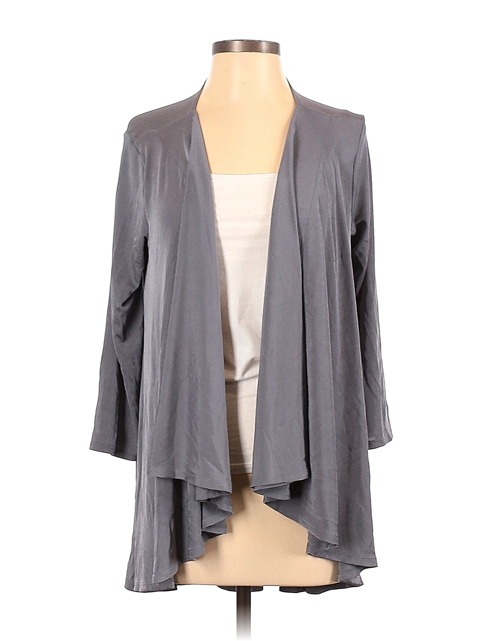 Slinky Brand Solid Gray Silver Cardigan Size XS - 76% off | thredUP