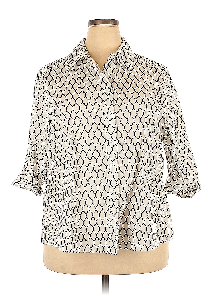 Foxcroft 100% Cotton Checkered-gingham White Long Sleeve Button-Down ...