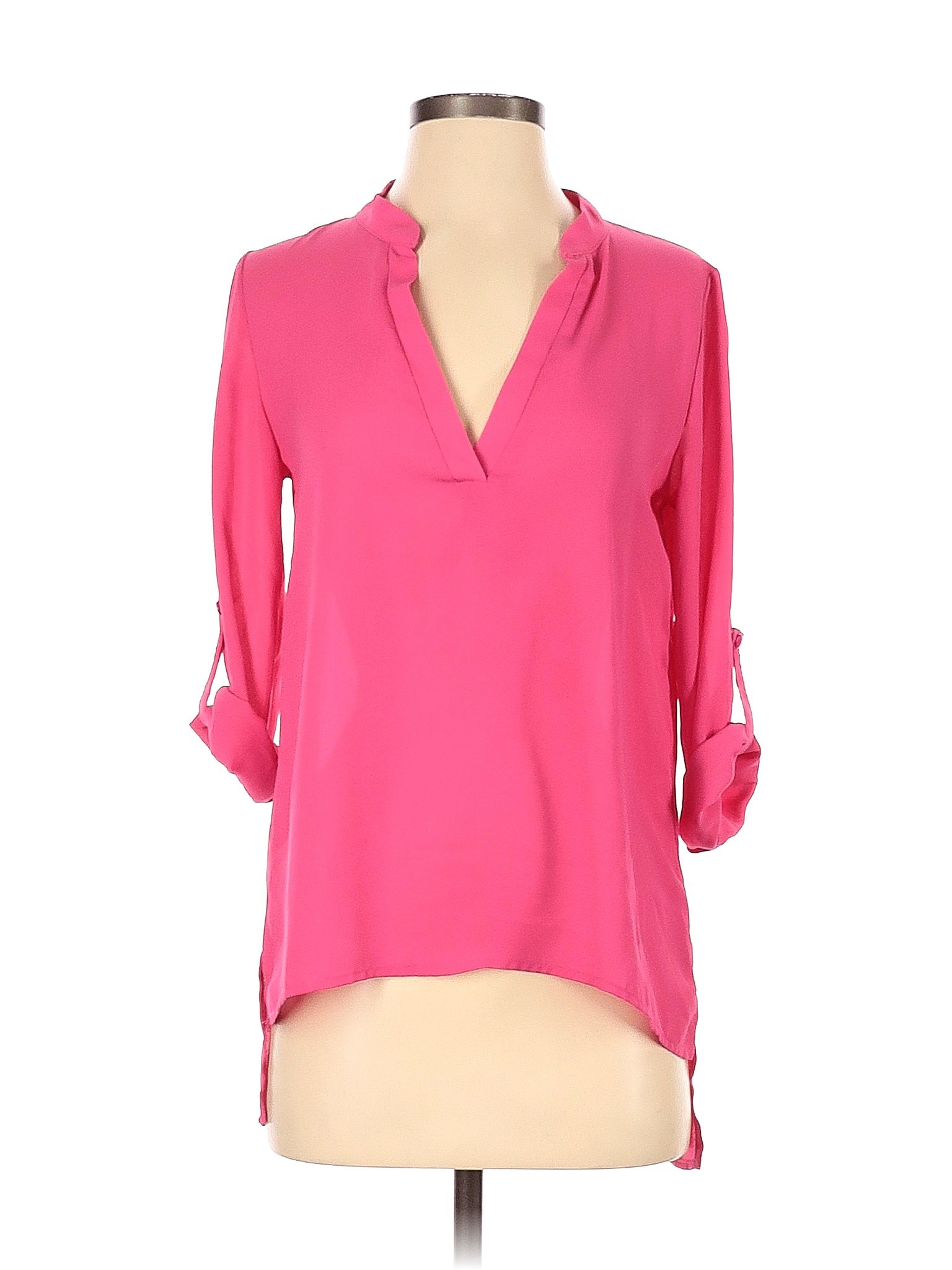 Body Central 100 Polyester Solid Pink 3 4 Sleeve Blouse Size S 64