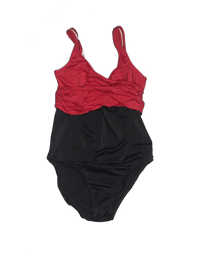 Venus Solid Black Red One Piece Swimsuit Size 12 34 off thredUP
