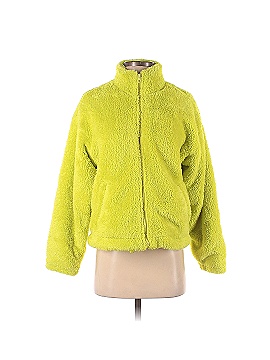 Forever 21 Faux Fur Jacket: Short Yellow Solid Jackets \u0026 Outerwear - Women's Size Small, thredUP