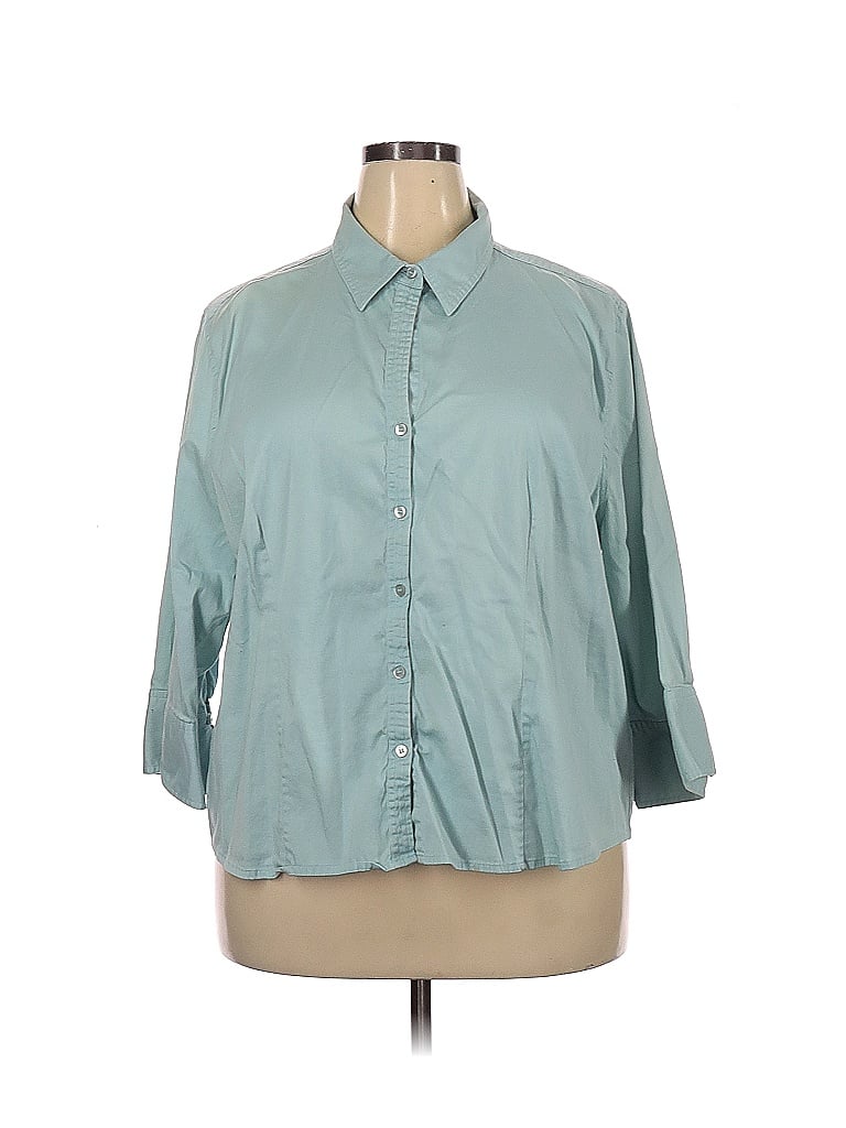 Cato Solid Blue Long Sleeve Button-Down Shirt Size 26 - 28 (Plus) - 41% ...