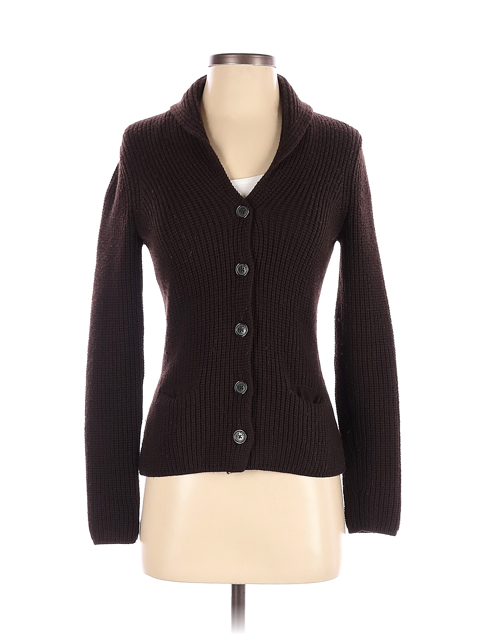 Brooks Brothers 346 100% Merino Wool Solid Black Brown Wool Cardigan ...