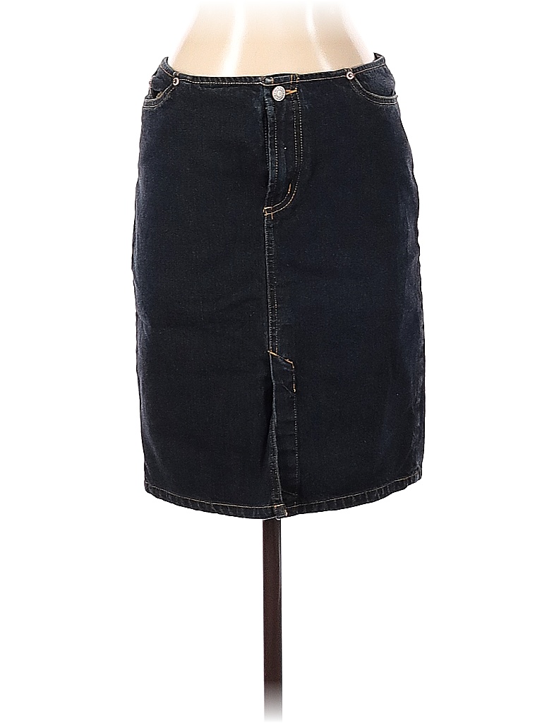 Old Navy 100 Cotton Solid Blue Denim Skirt Size 2 81 off thredUP