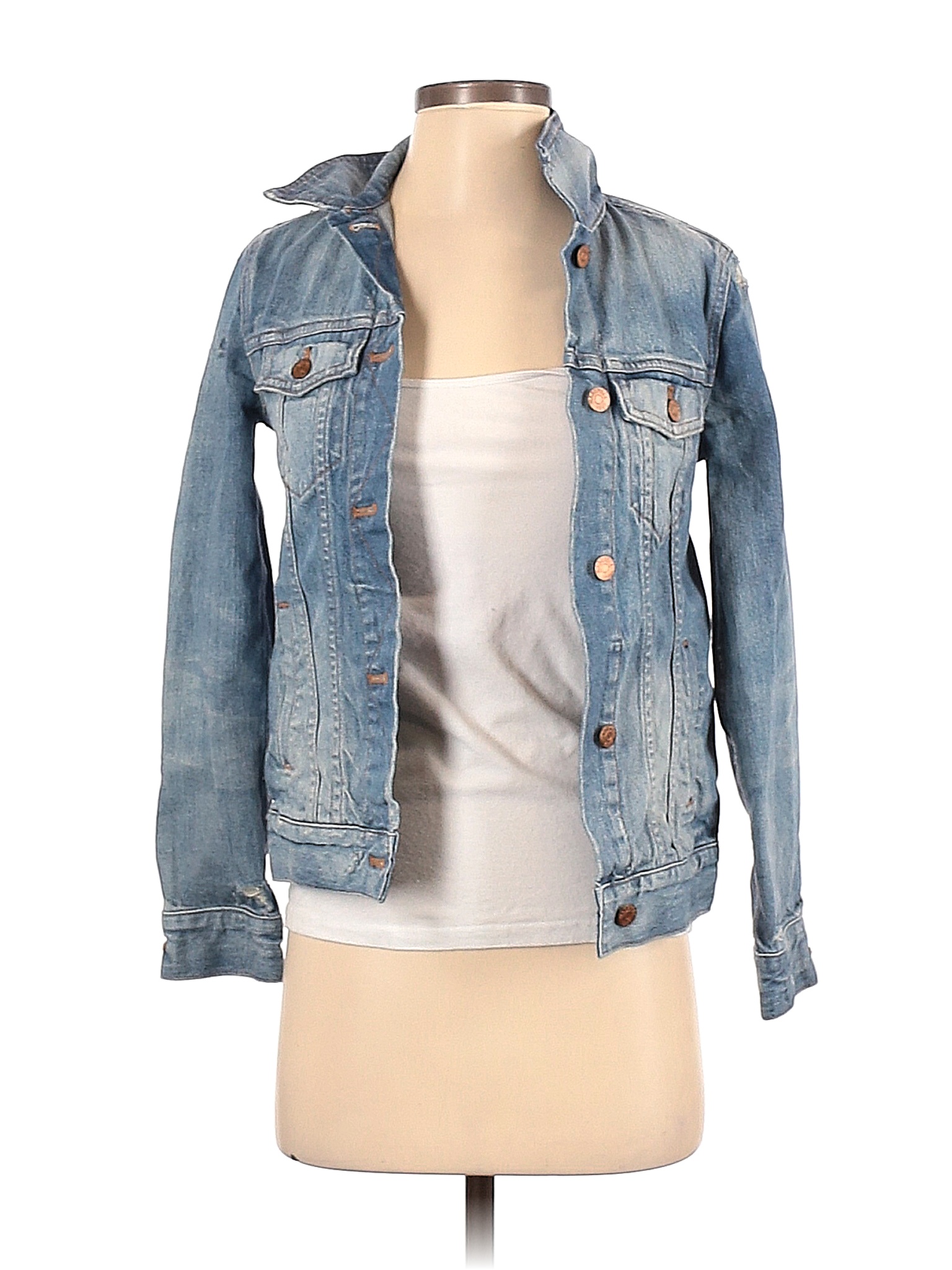 Madewell 100 Cotton Solid Blue Denim Jacket Size Xs 28 Off Thredup