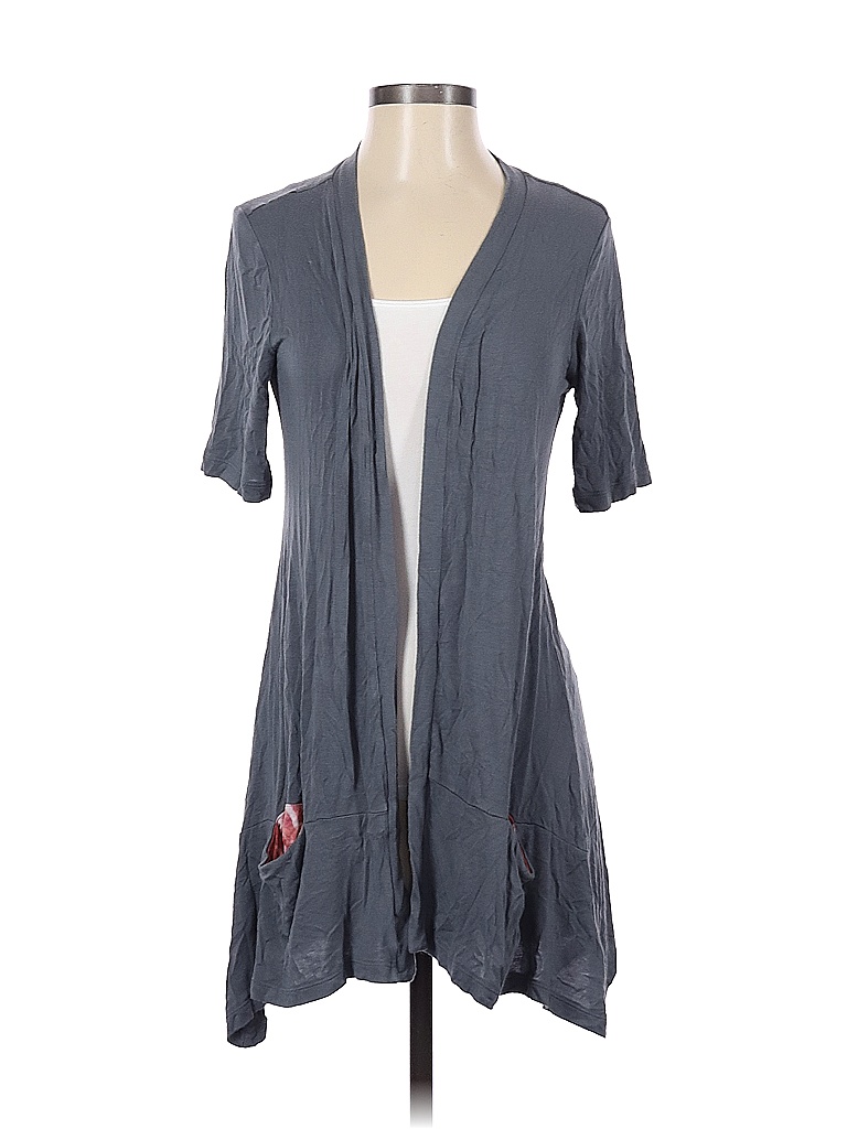 Cardigan Rayé Côtelé LOGO By Lori Goldstein - Taille S, Gris, Manches Longues - V-neck - Neuf Sans étiquettes