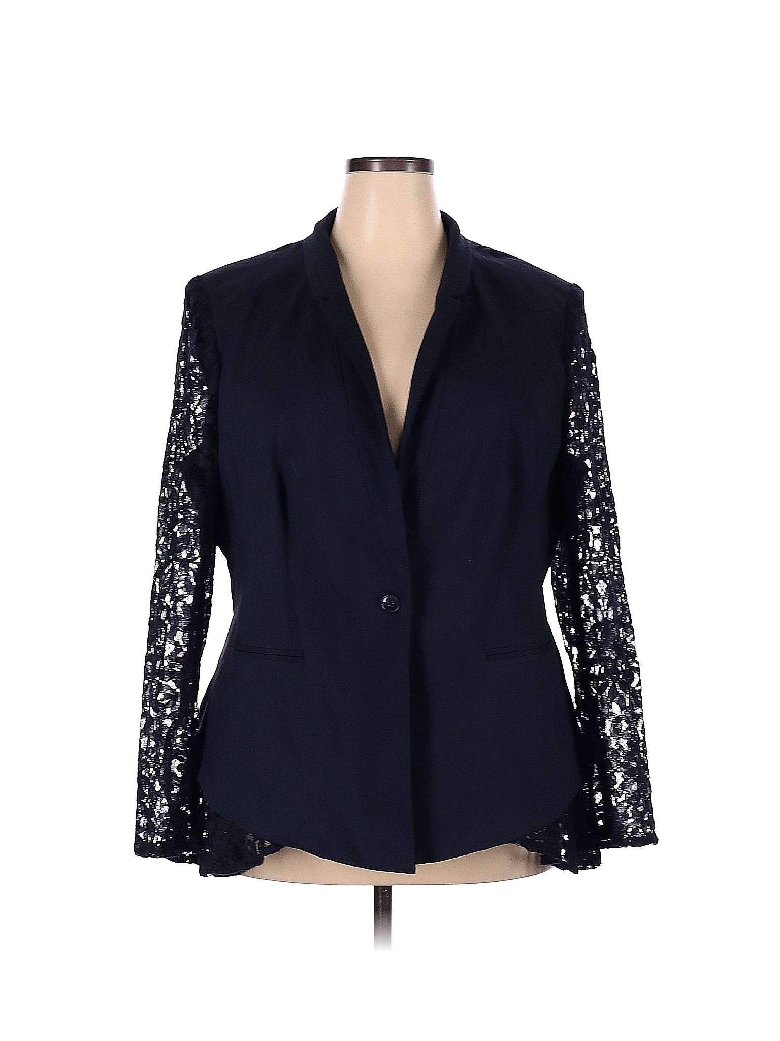 Lane Bryant 100 Polyester Solid Blue Blazer Size 24 (Plus) 57 off