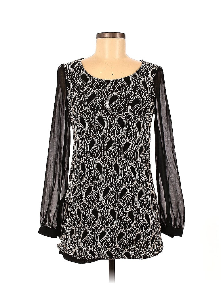 Blu Pepper Jacquard Snake Print Damask Baroque Print Brocade Black Casual Dress Size S - photo 1