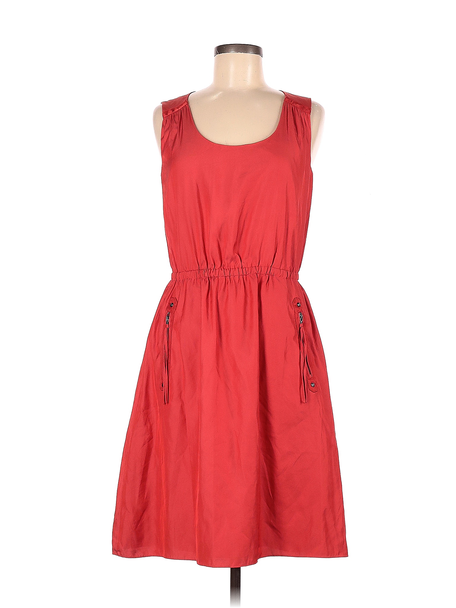 Ann Taylor LOFT 100 Polyester Solid Colored Red Casual Dress Size 6 89 off thredUP