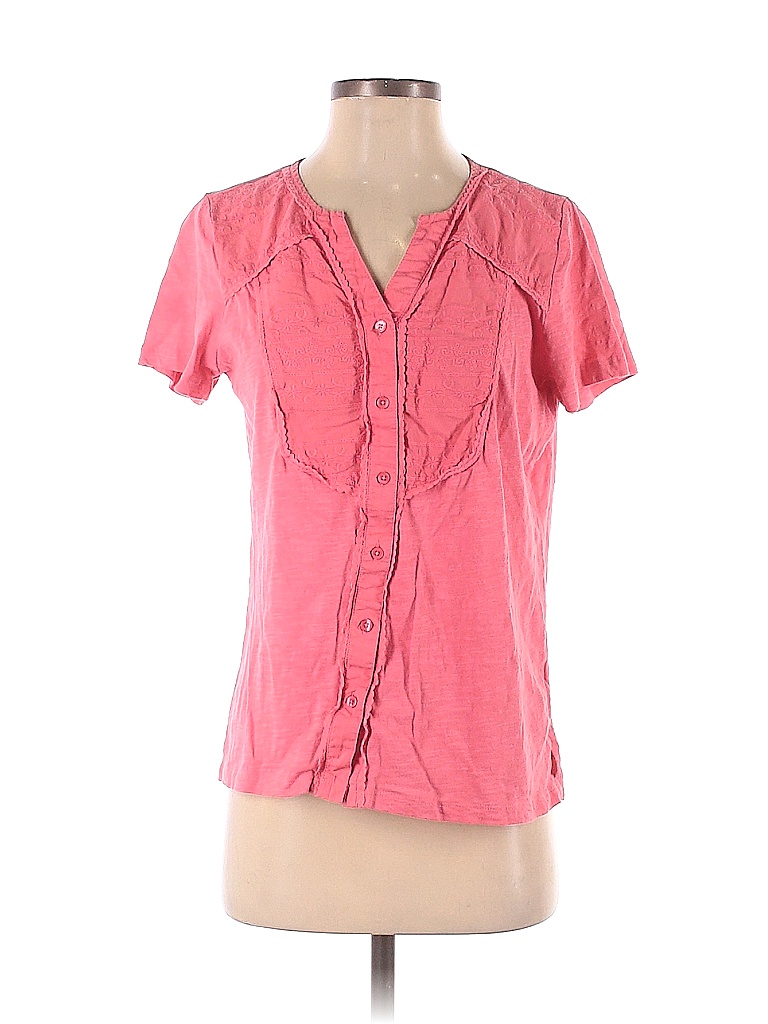 Erika Solid Pink Short Sleeve Blouse Size S 73 Off Thredup