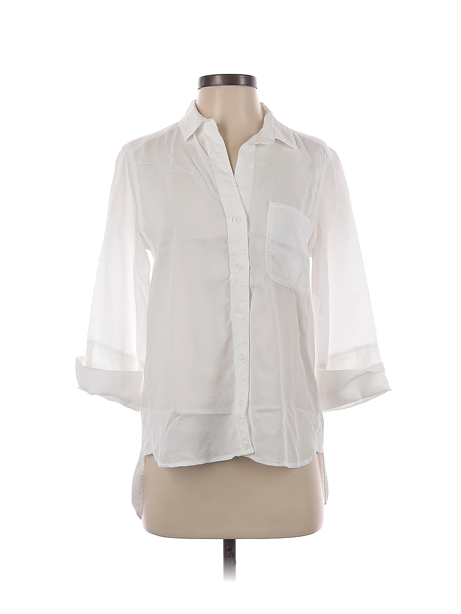 Boston Proper 100% Tencel Lyocell Solid White Long Sleeve Button-Down ...