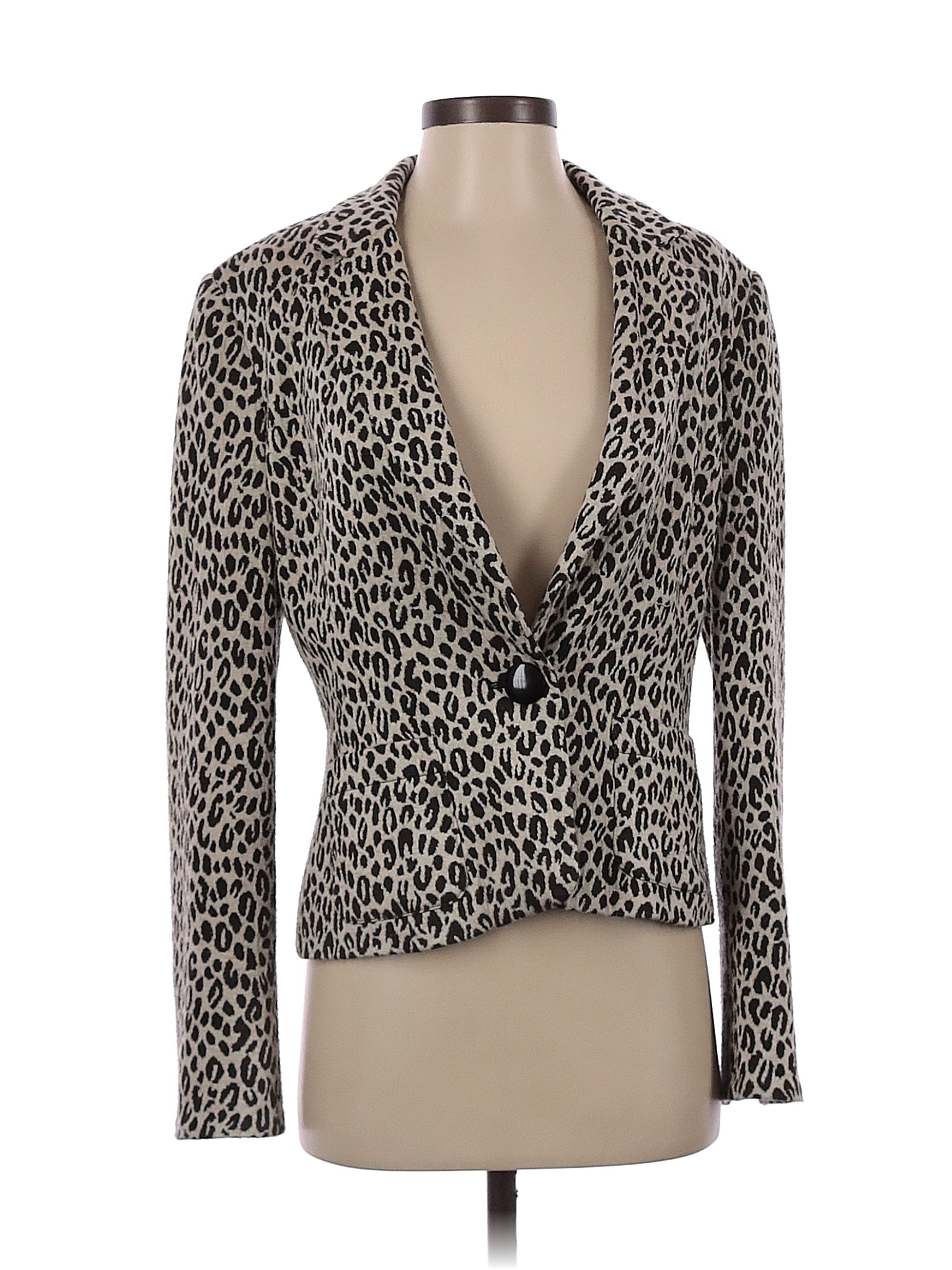 Spiegel Animal Print Leopard Print Multi Color Black Blazer Size 8 - 83 ...