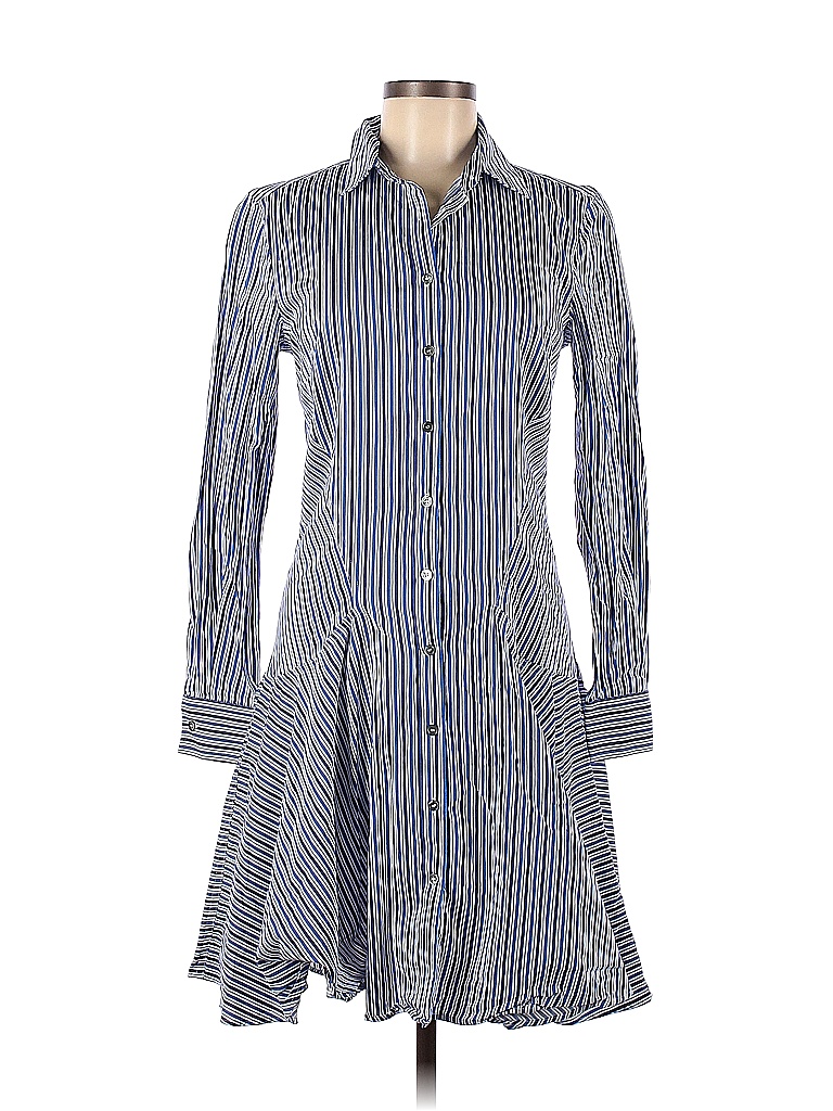 Derek Lam Collective 100% Cotton Stripes Multi Color Blue Blue Striped Shirtdress Size 42 (IT) - photo 1