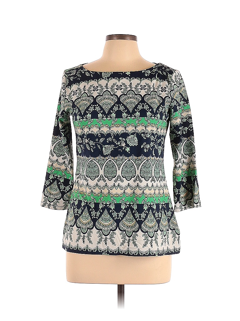 Charter Club Womens Metallic Stripe Top Grey Size Medium